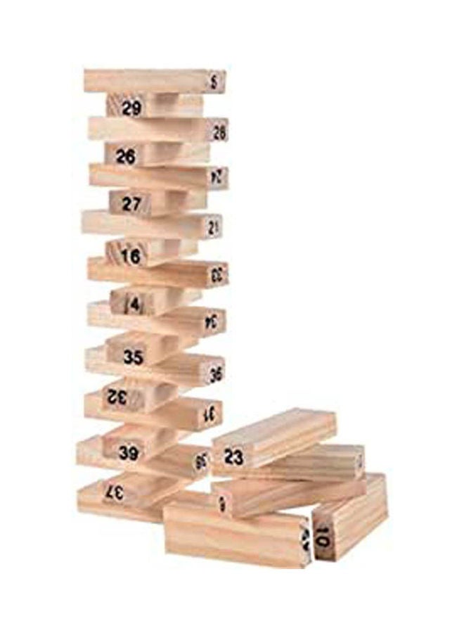 Block Stacking Games - Classic Wooden Educational Toy Building Block Puzzle Board Games For Toddler Kids Age 3-8 With 54 Pcs