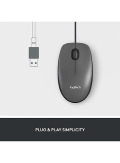 Logitech M100 Wired USB Mouse Black  - Image 3