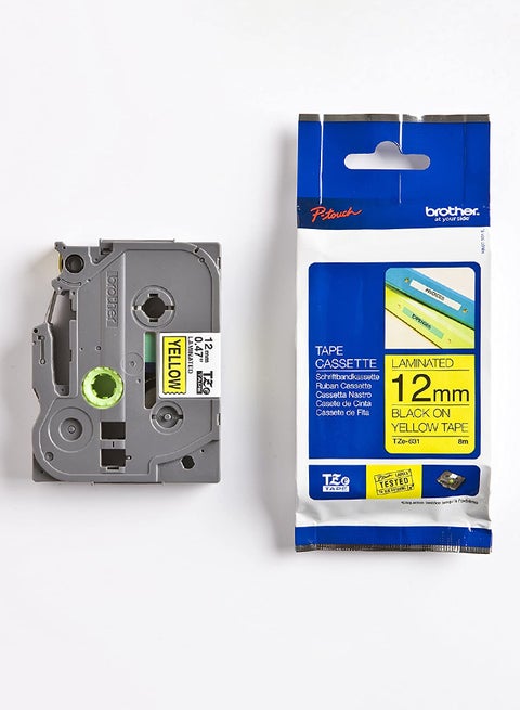 Laminated Tape Black On Yellow 12mm TZe-631 Black/Yellow