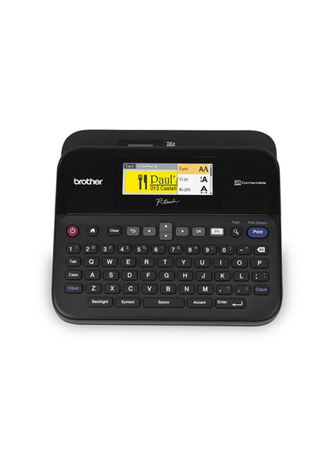 Label Printer For Work With Full-Colour LCD Screen And PC Connectable PT-D600VP Black