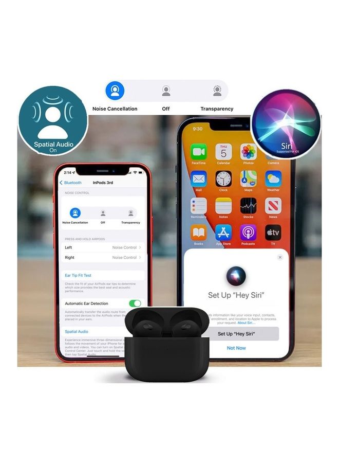 MARGOUN - 3rd Generation True Wireless Earphones Sport Bluetooth Noise Cancellation TWS Earbuds Compatible with All iPhone and Android Smartphones Black - Image 1