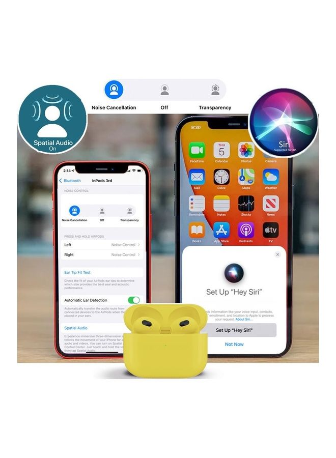 MARGOUN - 3rd Generation True Wireless Earphones Sport Bluetooth Noise Cancellation TWS Earbuds Compatible with All iPhone and Android Smartphones Yellow - Image 1