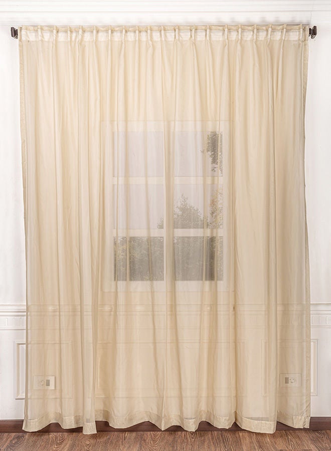 CURTAINS & RODS 1 Panel Of Plain Colored Voile Cheer Groovit Curtain Crème 3x2.8meter - Image 1