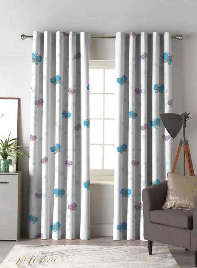 CURTAINS & RODS - 1 Panel Of Printed On Velvet Babybutter Curtiain Multicolor 1.4x2.8meter - Image 1