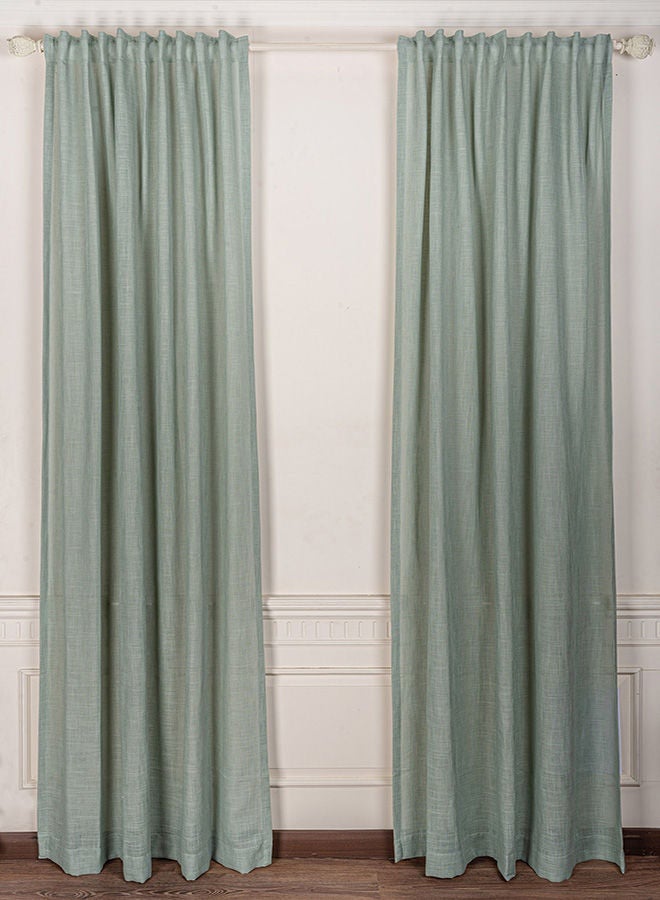 CURTAINS & RODS 1 Panel Of Organic Plain Linen Mystive Curtain Mint Green 1.4x2.8meter - Image 1