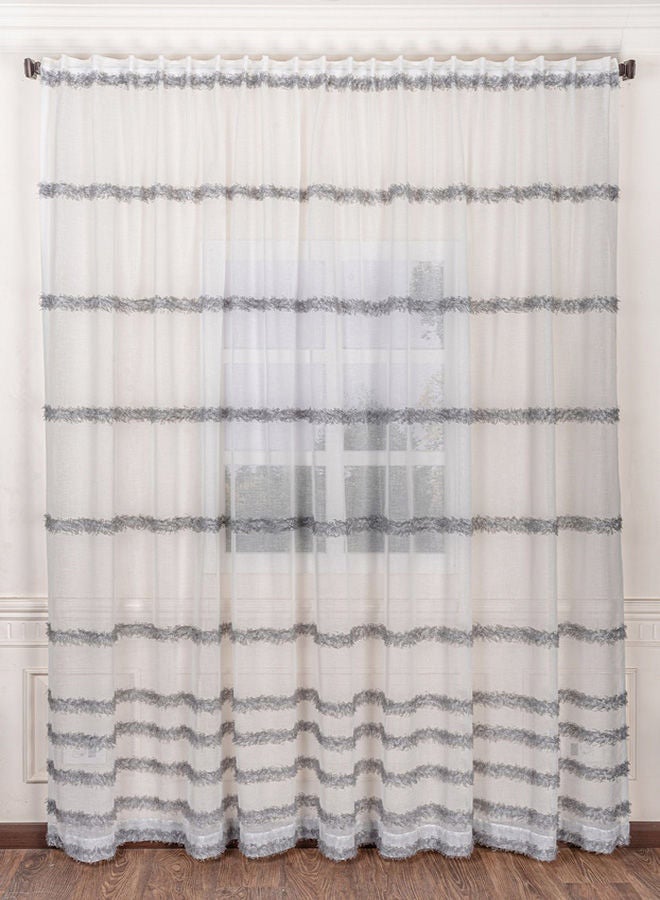 1 Panel Of Fuzzy Sheer Jacquard Stripes Abel Curtain Dark Grey 3x2.8meter