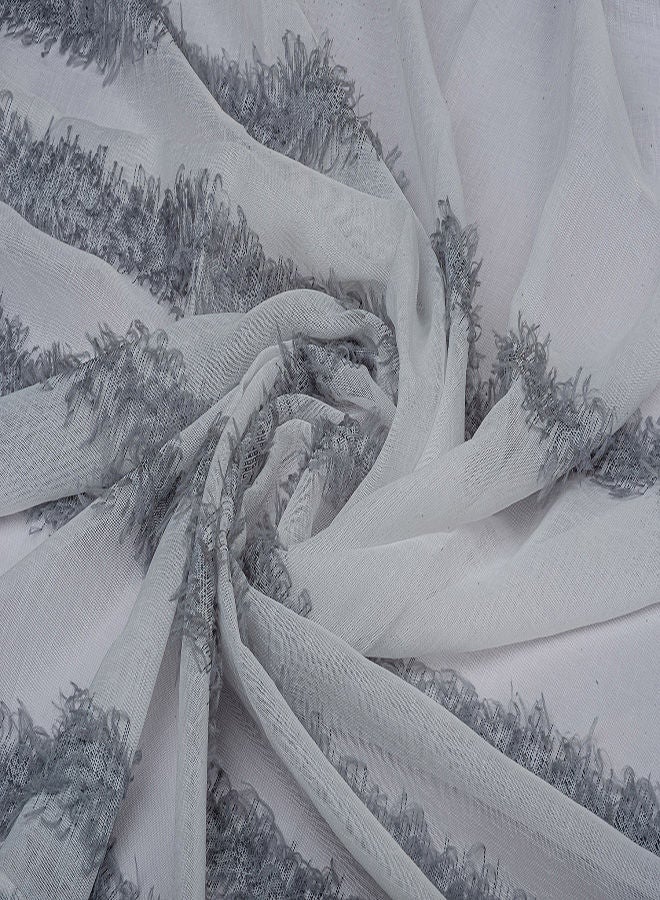 1 Panel Of Fuzzy Sheer Jacquard Stripes Abel Curtain Dark Grey 3x2.8meter
