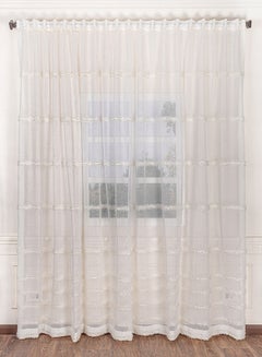 1 Panel Of Fuzzy Sheer Jacquard Stripes Abel Curtain Crème 3x2.8meter - v1652702074/N53090933A_1