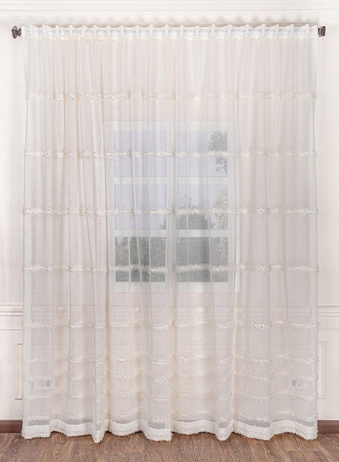 CURTAINS & RODS 1 Panel Of Fuzzy Sheer Jacquard Stripes Abel Curtain Crème 3x2.8meter - Image 1