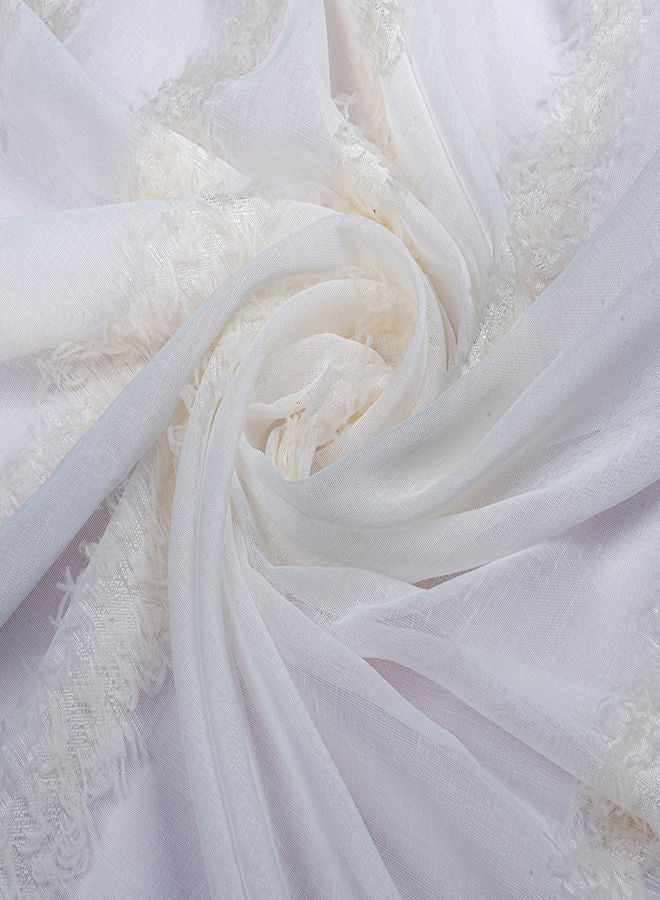 CURTAINS & RODS 1 Panel Of Fuzzy Sheer Jacquard Stripes Abel Curtain Crème 3x2.8meter - Image 3