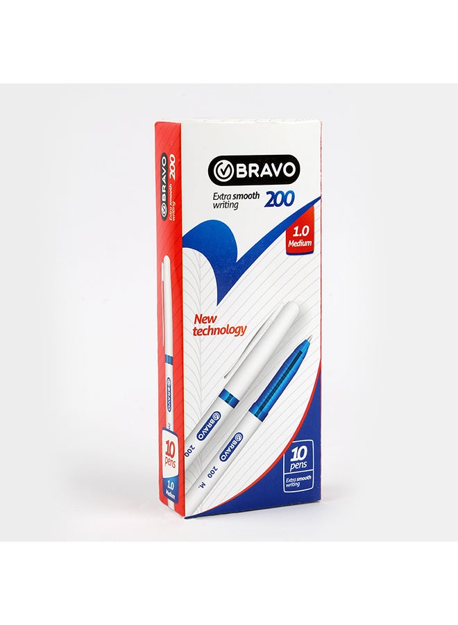 برافو طقم أقلام حبر جاف 10 قطع، مقاس 1 ملم، موديل 200 - Image 1