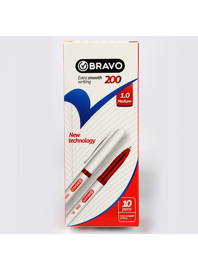 Bravo 10-Piece 1mm Ballpoint Pen Set, Model 200 Red  - Image 1
