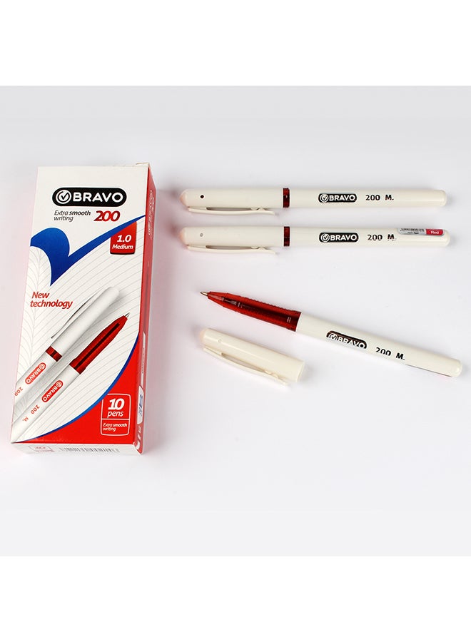 Bravo 10-Piece 1mm Ballpoint Pen Set, Model 200 Red  - Image 2