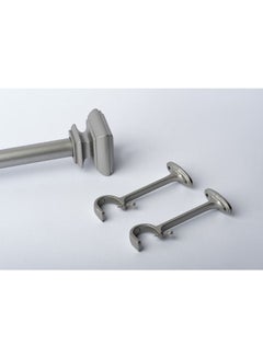CURTAINS & RODS Metal Square double rod Grey 183-366cm  - Image 1
