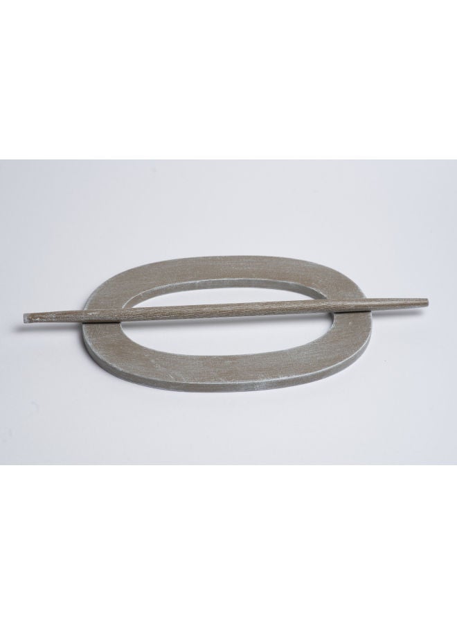 CURTAINS & RODS Metal Oval Curtain Holder Grey