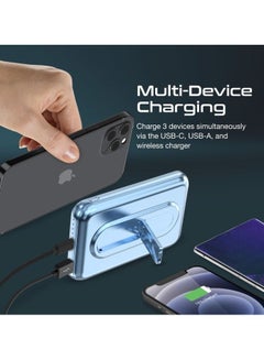 PROMATE 10000mAh 15W SuperCharge MagSafe Wireless Charging Power Bank 20W PD, and Quick charge 3.0 port Blue  - Image 5