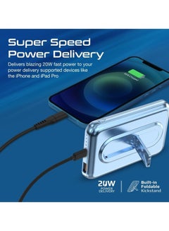 PROMATE 10000mAh 15W SuperCharge MagSafe Wireless Charging Power Bank 20W PD, and Quick charge 3.0 port Blue  - Image 3