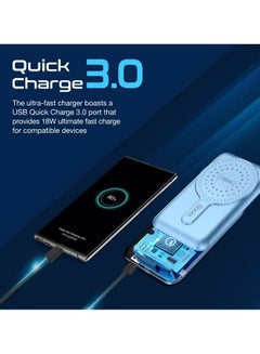 PROMATE 10000mAh 15W SuperCharge MagSafe Wireless Charging Power Bank 20W PD, and Quick charge 3.0 port Blue  - Image 4