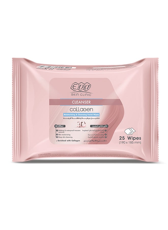 Eva 25-Piece Collagen Cleanser Wipes 