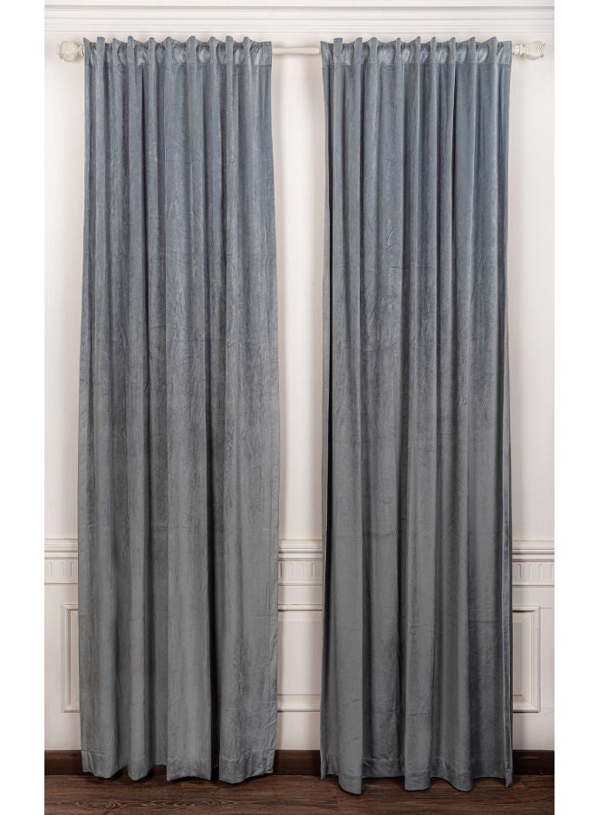 1 Panel Of Velvet Side Vlevo Curtain Grey 1.4x2.8meter - v1652772414/N53090970A_1