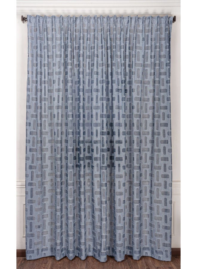 كيرتنز رودز 1 Panel Of Sheer Jacquard Explora Curtain Navy 3x2.8meter - Image 1