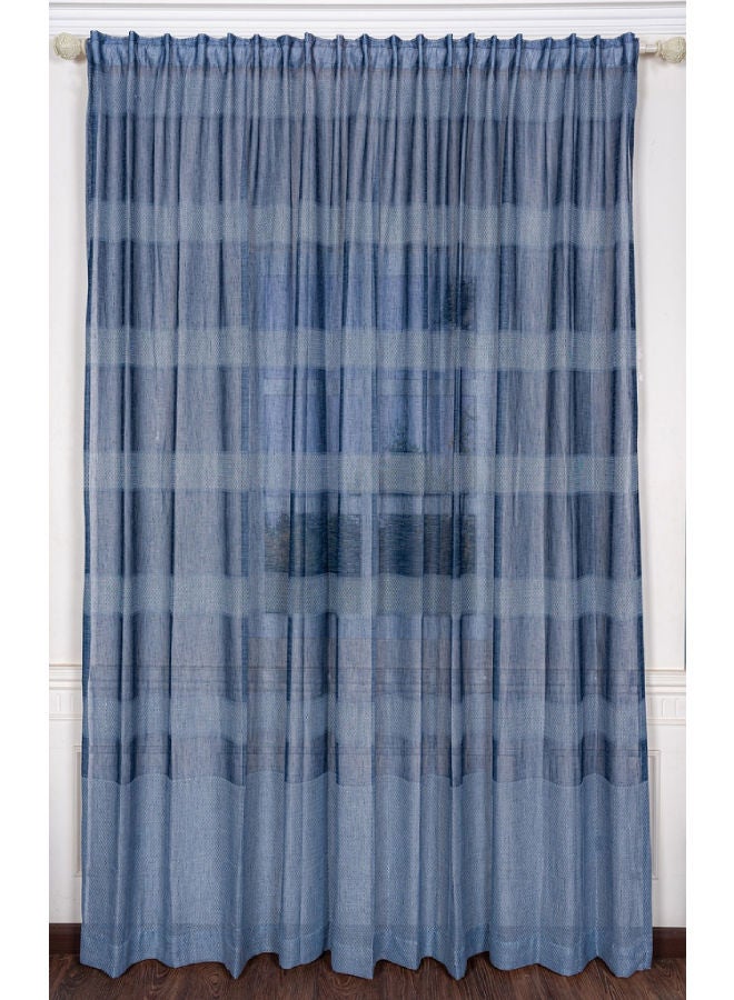 كيرتنز رودز 1 Panel Of Horizontally Stripes Honey Comb Peuma Curtain Navy 3x2.8meter - Image 1