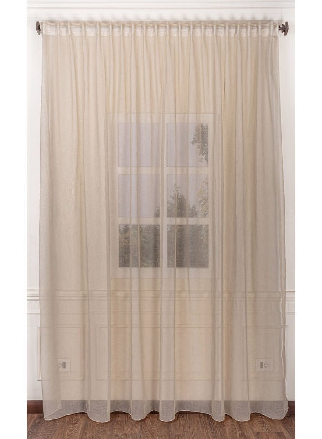 CURTAINS & RODS 1 Panel Of Plain Linen Sheer Airdot Curtain Khaki1 3x2.8meter - Image 1