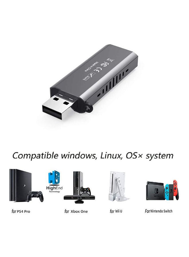 Video Capture Card Hdmi To Usb 3.0 Dongle Up To 1080P Silver - Image 2