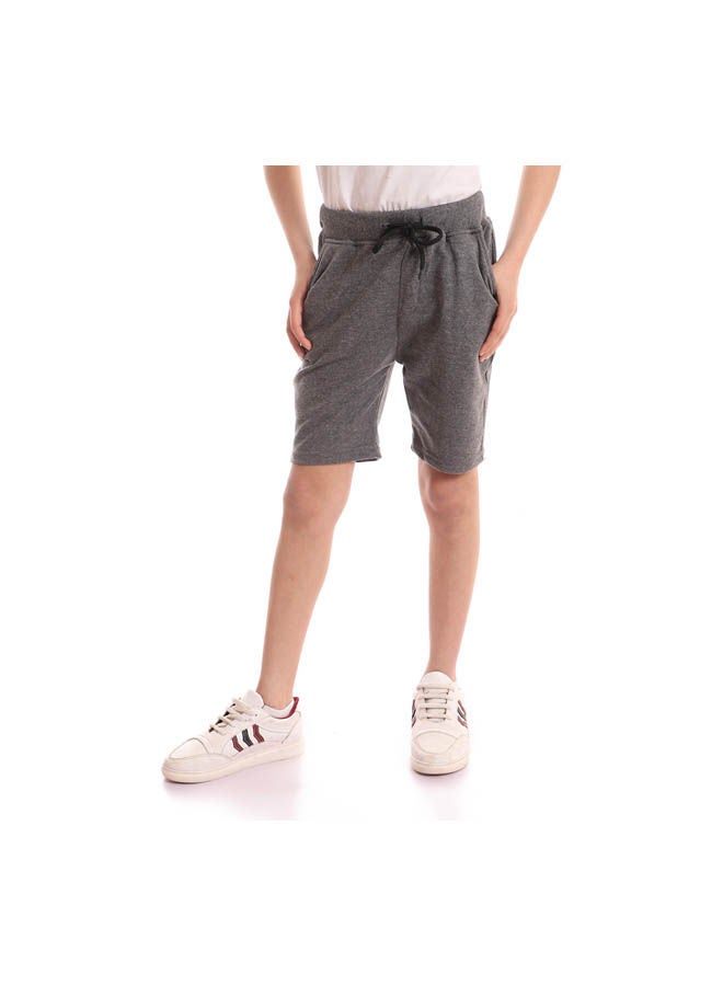 Andora Casual Plain Basic Mid-Rise Shorts Charcol  - Image 1