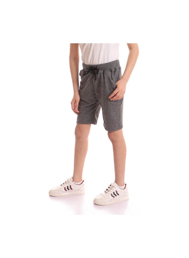 Andora Casual Plain Basic Mid-Rise Shorts Charcol  - Image 2