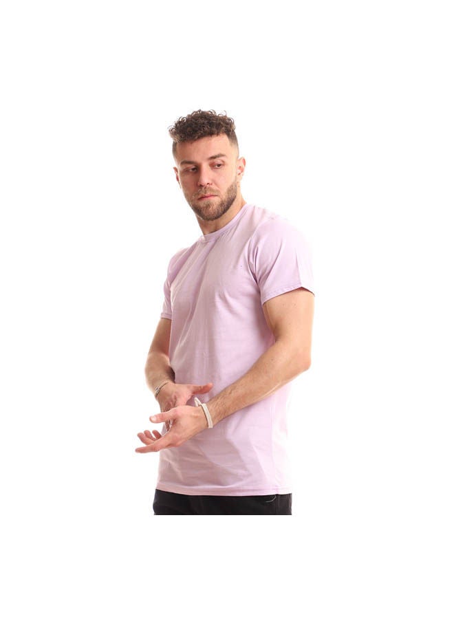 Andora Casual Plain Basic Round Neck T-Shirt Mouve - Image 2