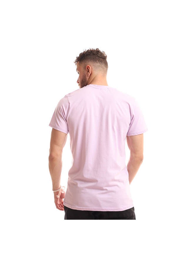 Andora Casual Plain Basic Round Neck T-Shirt Mouve - Image 3