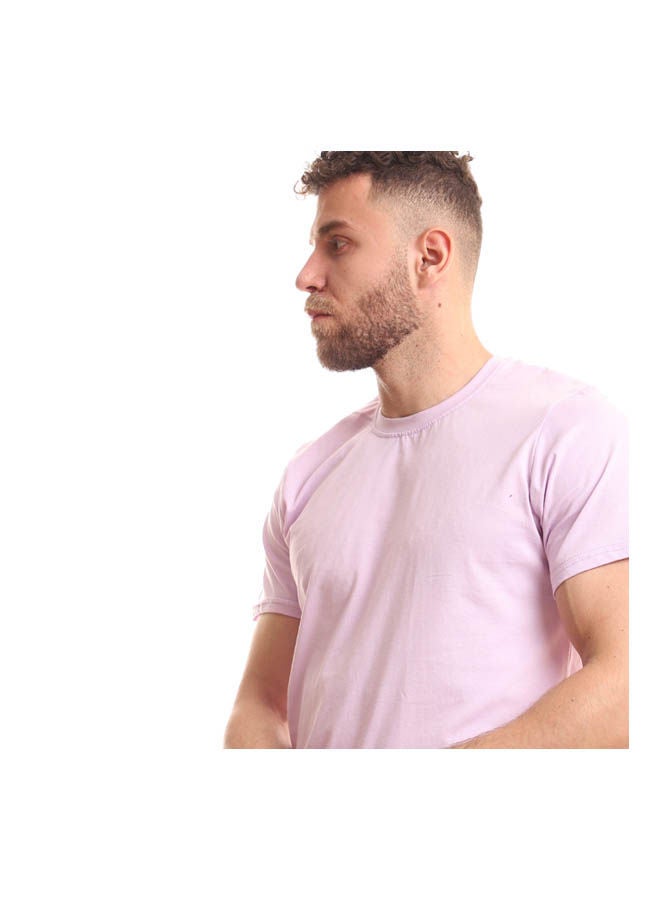 Andora Casual Plain Basic Round Neck T-Shirt Mouve - Image 4