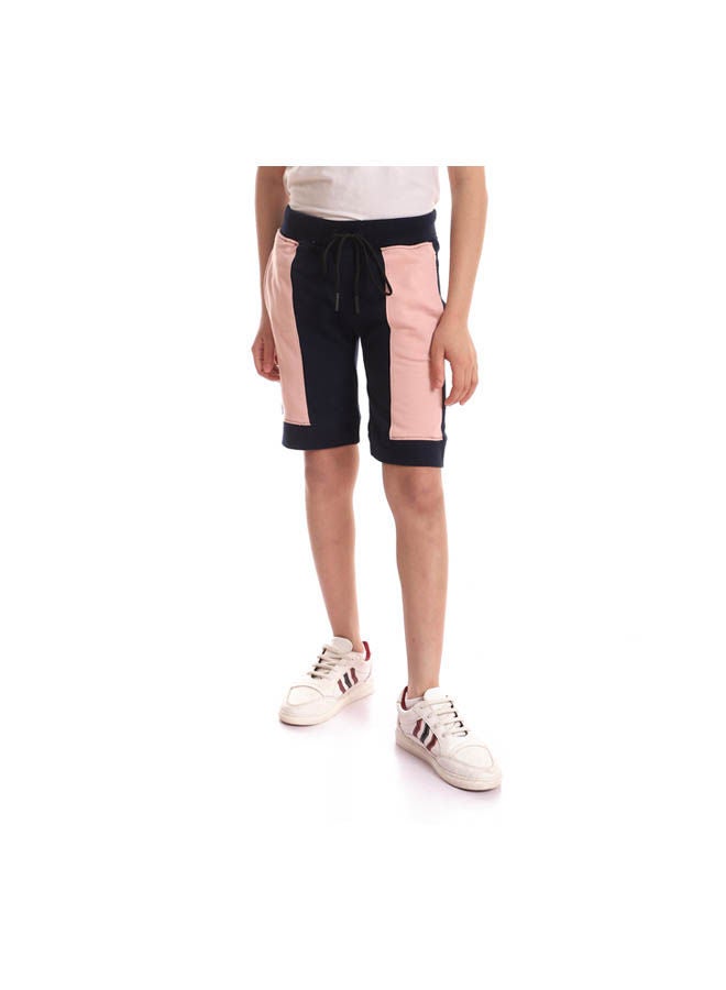 Andora Casual Stripes Mid-Rise Shorts Navy - Image 1