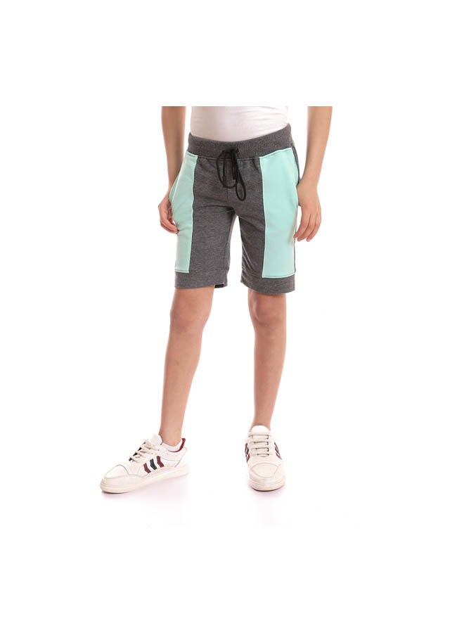 Andora - Casual Stripes Mid-Rise Shorts Charcol - Image 1