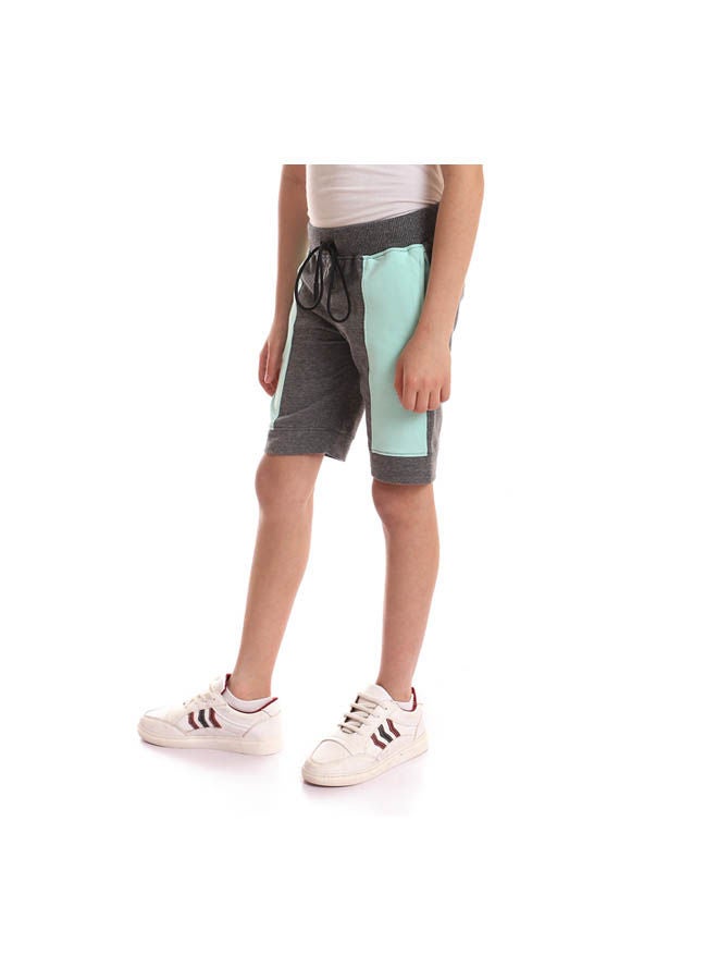 Andora - Casual Stripes Mid-Rise Shorts Charcol - Image 1