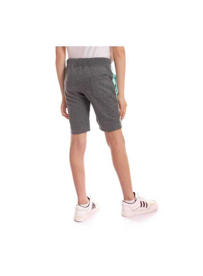 Andora - Casual Stripes Mid-Rise Shorts Charcol - Image 1