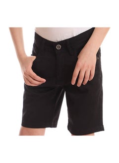 Andora Casual Plain Basic Mid-Rise Shorts Black  - Image 4