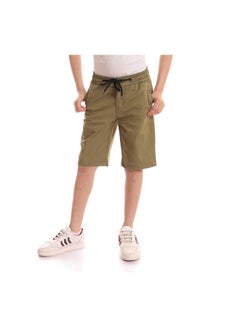 Andora Casual Plain Basic Mid-Rise Shorts Olive  - Image 1