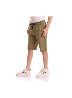 Andora Casual Plain Basic Mid-Rise Shorts Olive  - Image 2