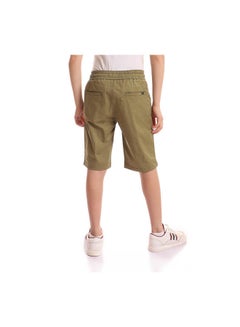Andora Casual Plain Basic Mid-Rise Shorts Olive  - Image 3