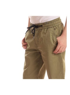 Andora Casual Plain Basic Mid-Rise Shorts Olive  - Image 4