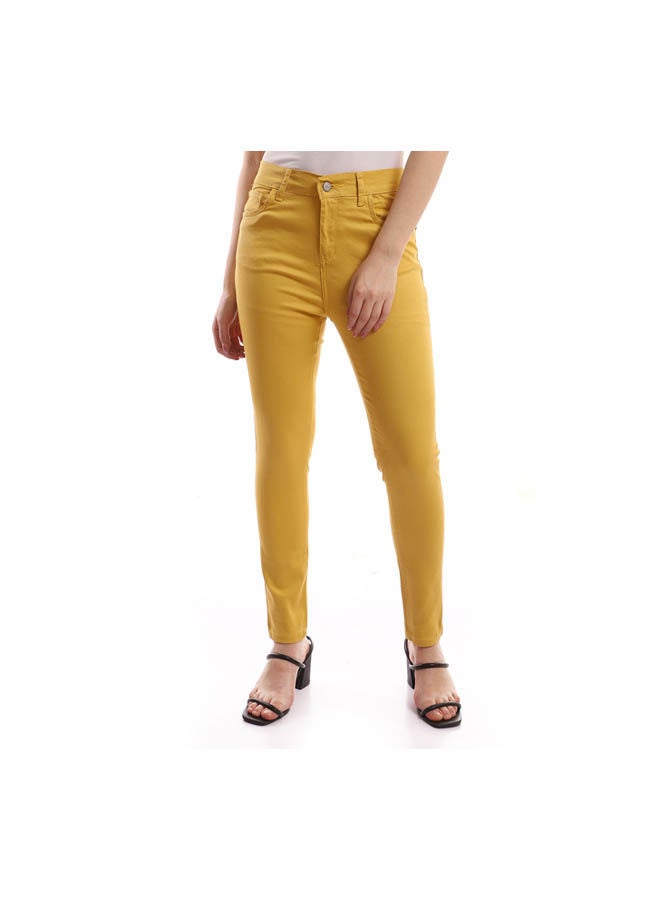 Andora Casual Plain Basic High-Rise Jeggings Beige  - Image 1