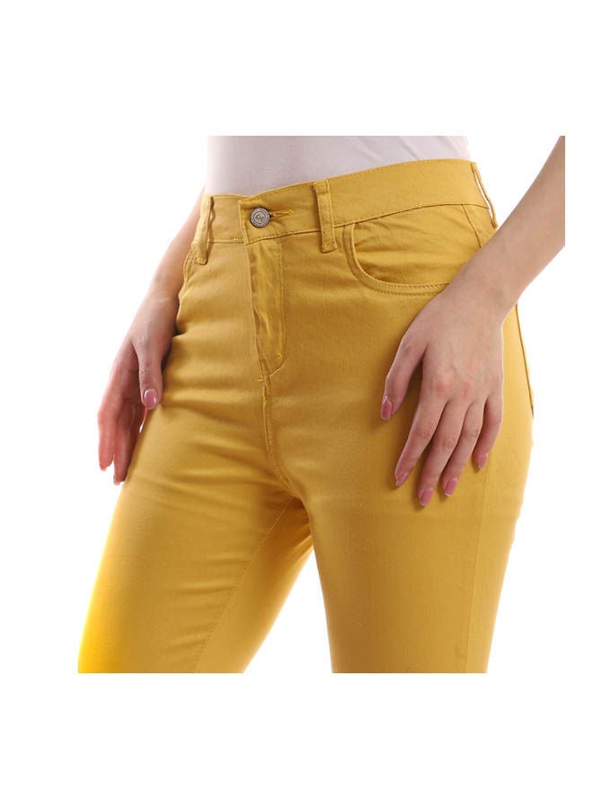 Andora Casual Plain Basic High-Rise Jeggings Beige  - Image 4