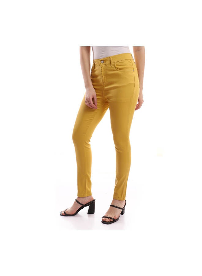 Andora Casual Plain Basic High-Rise Jeggings Beige  - Image 2
