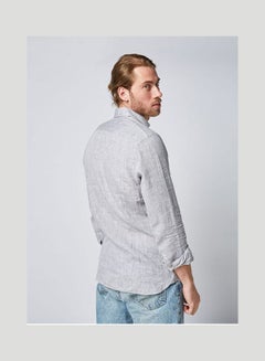 Olymp Casual Plain Basic Collared Neck Long Sleeve Shirt Grey  - Image 2