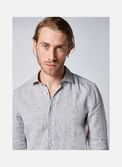 Olymp Casual Plain Basic Collared Neck Long Sleeve Shirt Grey  - Image 4