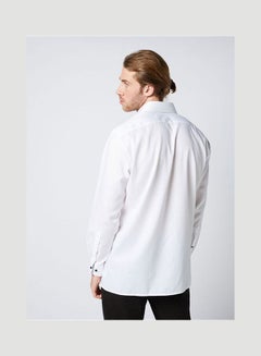 Olymp Casual Plain Basic Collared Neck Long Sleeve Shirt White  - Image 2