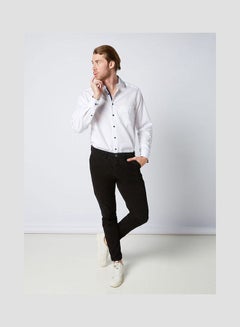 Olymp Casual Plain Basic Collared Neck Long Sleeve Shirt White  - Image 3