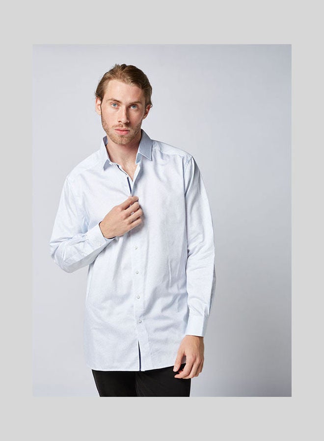 Olymp - Casual Plain Basic Collared Neck Long Sleeve Shirt SkyBlue - Image 1
